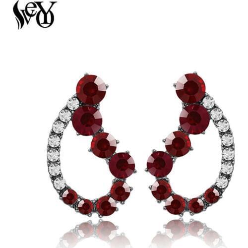 VEYO Round Rhinestone Earrings For Women Hollow out Classic Geometric Jewelry New Fashion