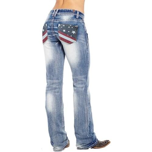 2021 Harem Pants Vintage High Waist Jeans Women Star Stripe Print Jeans Gradient Washed Jeans Cowboy Trousers Vaqueros Mujer