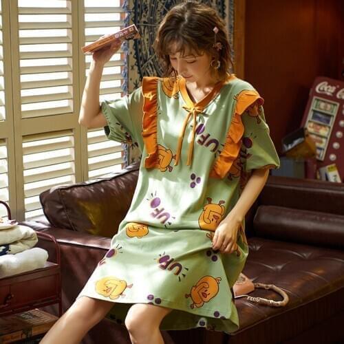 Plus Size Women Pajamas Set 2020 Spring New Cotton short Sleeve Pajamas Set Loose Leisure Women Sleepwear Set girl pyjamas