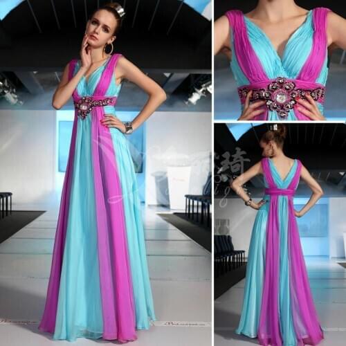 Free sipping 2016 blue and purple Banquet bridesmaid bride long design rainbow colors married evening dress celebrity dresses