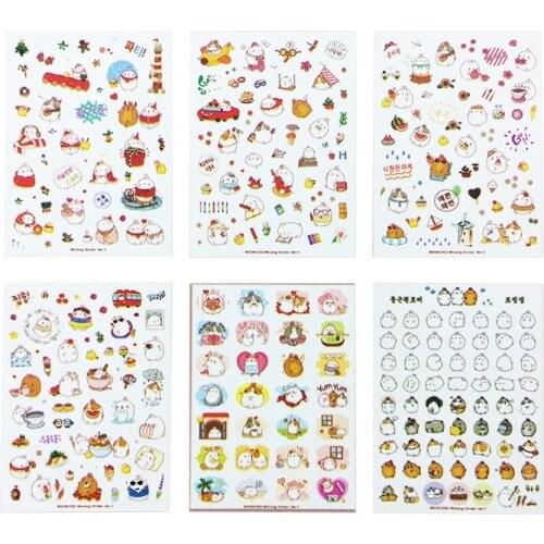15packs/lot cute Rabbit Decorative Stickers Kids Home Wall Decor Animal Stickers Decor DIY Cartoon Stickers wholesale