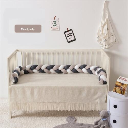 2.2M Three-ply Woven Bed Girth Crotch Cot Infant Room Decor Crib Protector Pacification Toy Weaving Knot for Kids Stuff Bedding
