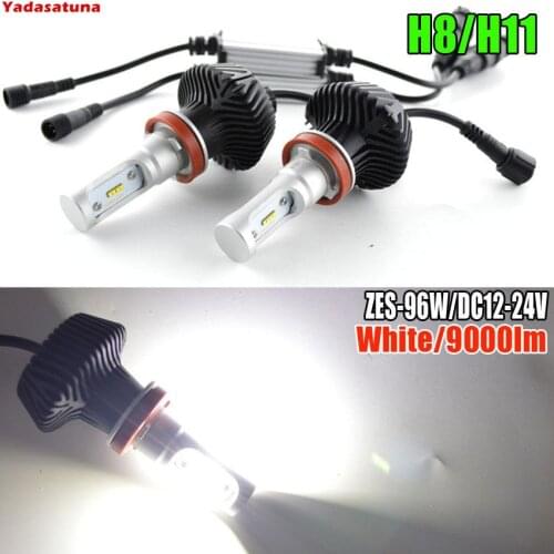 2*Super Bright 96W 9000Lm White Led Headlight Bulb Conversion Kit Driving lamp H8 H9 H11 With ZES Chips For BMW European All Car