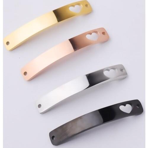 20Pcs/Lot Curved Strip Heart Charms Stainless Steel Making Jewelry Charms DIY Connector Charms For Jewelry Making Accessories
