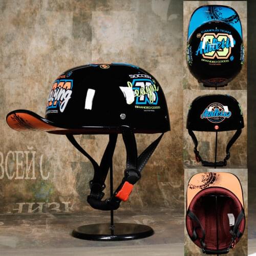 2021 Retro Motorcycle Baseball Helmet Gangster DS Baseball Cap Motorbike Cap Half Helmet Scooter Ladle Helmet Peaked Cap 201