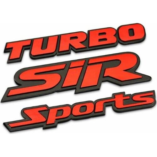 3pcs Metal Red Sport Turbo SiR Trunk Rear Fender Emblem Badge Decal Stickers JDM