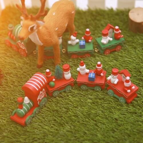 4 Knots Train Christmas Decoration Santa Claus Gift Toys Wooden Crafts Xmas Tree Ornament for Home Happy New Year 2021