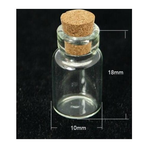 500pcs Wholesale 18x10mm Tiny Small Clear Glass Bottle Tube Sample Vials with Wood Caps DIY Jewelry Findings