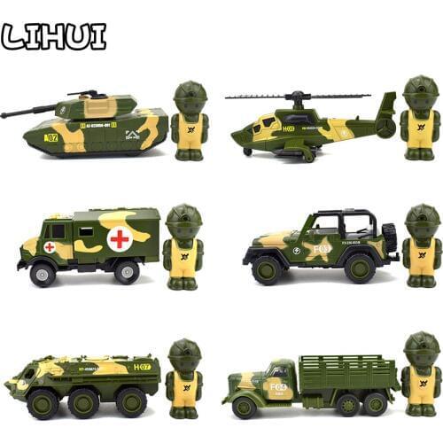 6 Kinds Alloy Military Car Toys for Boys Diecast Inertial Pull Back SUV War Tank Vehicles Toy Model Bests Gifts for Children