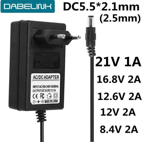 AC DC Liion Battery electrical tools Charger 16.8V 21V 8.4V 12.6 12V Charger DC 5.5*2.1MM 18650 Charger IP camera CCTV Charger