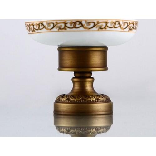 Antique Brass/ Soap Dish Holder Vintage Ceramic Dish Carved Pedestal Brass Metal Home Decoration Bathroom Accessories