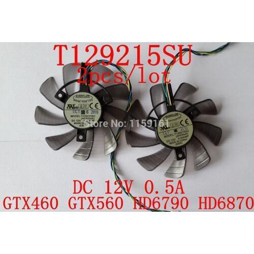 Free Shipping T129215SU 2pcs/lot 85mm 12V 0.5A 4PIN for ASUS GTX460 GTX560 HD6790 HD6870 Cooling fan
