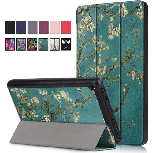 For Fire 7 2019 Tablet 9th Generation Business Cartoon Painted Print PU Leather Flip Cover Case