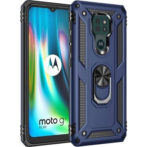 Moto E7 Plus Case with Stand Kickstand Ring Slim Heavy Duty Defender Armor Military Grade Silicone Cover for Moto E7 E(2020) P40