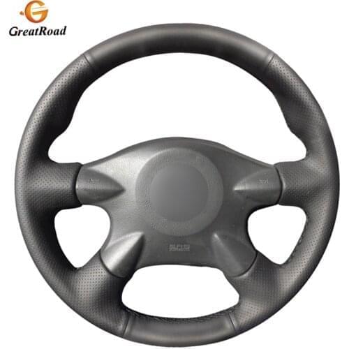 Black Genuine leather Car Steering Wheel Covers Wrap for Nissan Almera N16 Pathfinder Primera Paladin X-Trail Renault