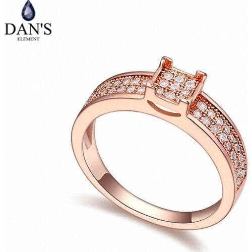 DANS Real Austrian Crystals Brand AAA Zirconia Micro Inlays Fashion Ring for women New Geometric 109036Rose