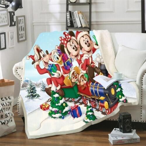 Disney Christmas Blanket Mickey Minnie Mouse Blanket Cartoon Flannel Fleece Throws on Bed/Crib/Couch Baby Girls Boys Kids Gifts