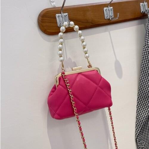 Elegant Pearl Portable Female Chain Tote Bag High Quality Soft Pu Leather Women Designer Handbag Evening Shoulder Messenger Bag