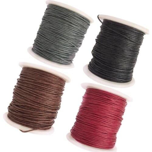 4 Rolls 80 Meter Waxed Cotton Cord Thread Jewelry Making Accessories 1mm