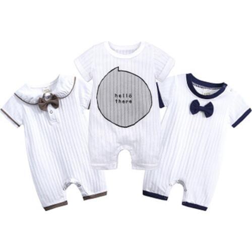 Newborn Baby Bodysuits Summer Baby Clothes Boy Short Sleeve Solid Cotton Clothing Infant Baby Jumpsuit Toddler Girl Boys Suit