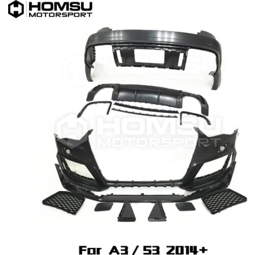 PP Material Wide Body Kits Front Rear lip Spoiler for A3 Sline S3 to RS3 Style 2014+ car bumper protector