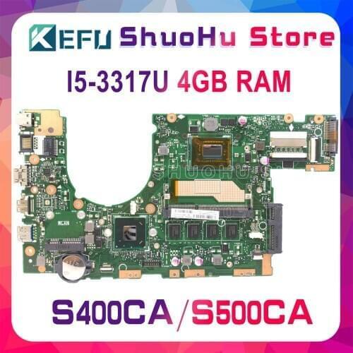 KEFU S400CA For ASUS S500CA S400CA S400C S500C Laptop Motherboard Tested 100% work original Mainboard I5-3317U CPU 4GB