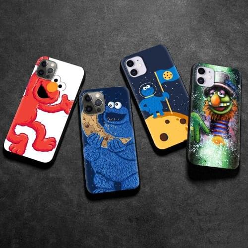 Cute Sesame Cookie Monster Cell Phone Case for iPhone 11 Pro 12 Mini XR X 7 8 6 6S Plus XS Max 5 5S SE 2020 Cover Coque