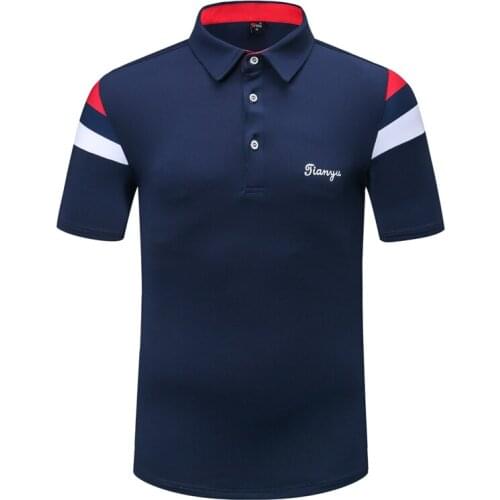 2019 Mens Short Sleeve Golf Shirt Breathable Quick Dry Sportswear Tops for Man Anti Sweat Patchwork Summer Golf Sports shirt