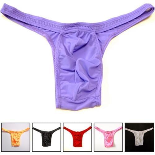 Sissy Mens sexy Pouch Thong Underwear Thin Nylon Spandex Micro Tanga Elastic Simple String T-Back gay men underwear jockstrap