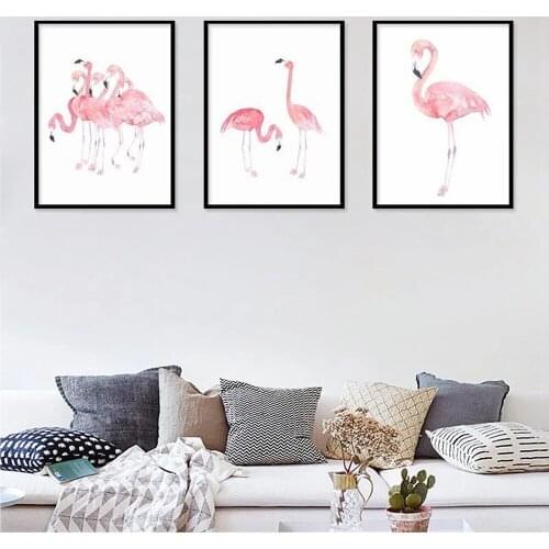 Nordic Style Pink Flamingo Home Decor Painting Passionate Flamingo Waterproof Canvas Poster Wall Art Canvas Painting Pictures