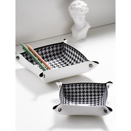 Nordic Home Office Desktop Organizer Storage Box Key Holder Trinket Tray Sundries Plate For Entrance Door Leather Jewelry Tray