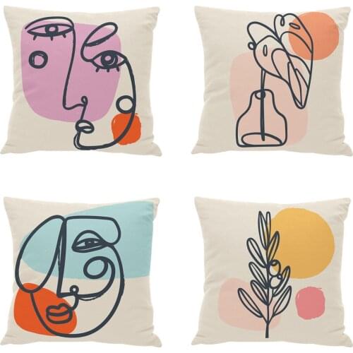1 piece of 45*45CM pillowcase digital printing linen cushion cover suitable for family living room sofa