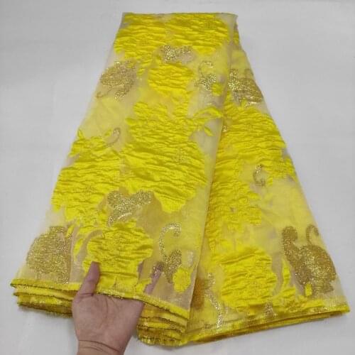 New Fashion African Brocade Jacquard Lace Fabric African Net Mesh Cloth Nigerian Organza Material For Wedding/Party Dress POZ12