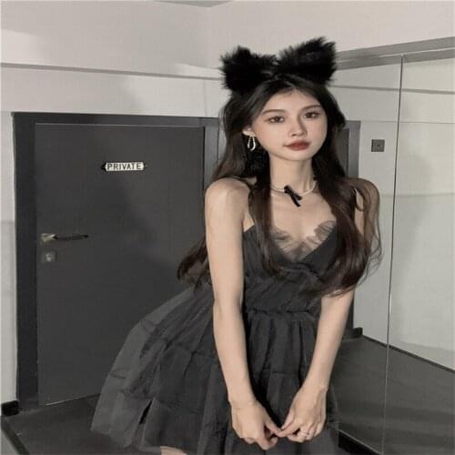 2021 Summer New Style Sexy A-line Mesh Suspender Women Dress High Quality Slim Ladies Sexy Club Trendy Dresses