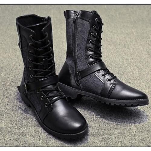 2021 Autumn Winter New British Style Motorcycle Boots for Man Pointed Toe Low Heel Plush Thickening Causal Shoes with Platform