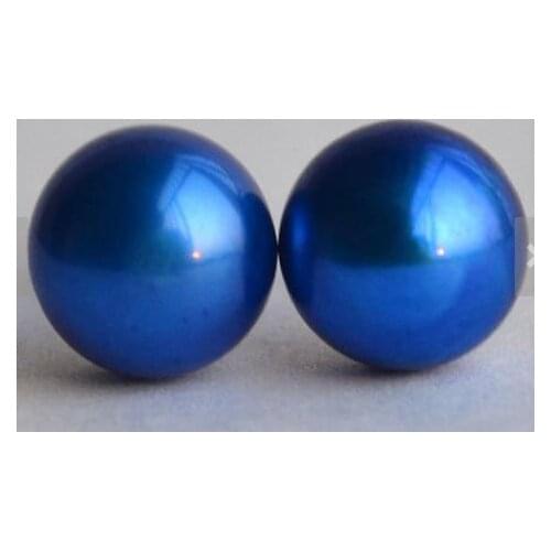 New Arrival Favorite Real Pearl Earrings 8mm Blue Color Genuine Freshwater Pearl Stud Earrings S925 Sterling Silver Jewelry