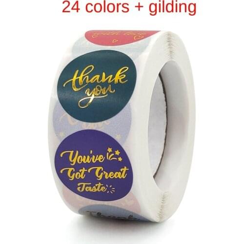 New roll pack 24 color stamping thank you sticker merchandise gift decoration sticker