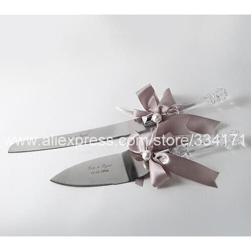 Personalized brown tie Wedding Cake Serving Set wedding knife pizza knife 1003