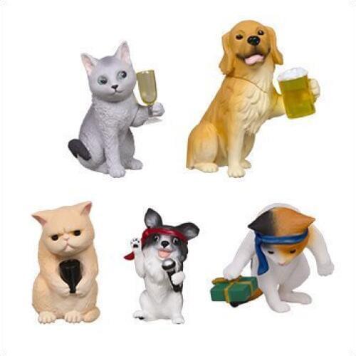 Pvc figure models toys after -work drunk dog cat 5pcs/set