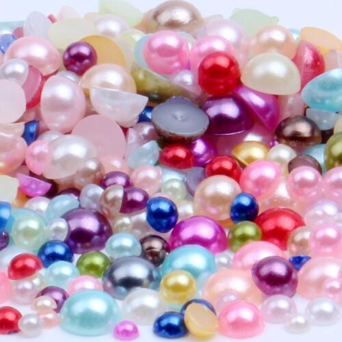Mixed Sizes 2 3 4 5mm 1000pcs Half Pearls Many Colors To Choose Resin Round Beads Flat Back Beads Nail Art Decorate Diy Diamante