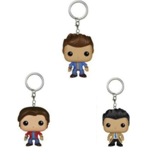 Supernatural Dean Castiel Sam Vinyl Keychain Action Figure Toy