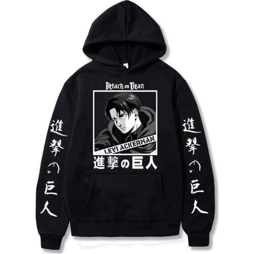 Japanese Anime Attack on Titan Hoodies Men Kawaii Shingeki No Kyojin Harajuku Levi Titans Attack Graphic Hoody Levi Sweatshirts