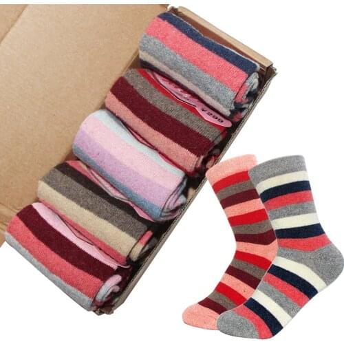 Vintage Winter Thick Warm korean Wool Funny Socks Women Christmas Gift Stripes kawaii calcetines mujer harajuku chaussette femme