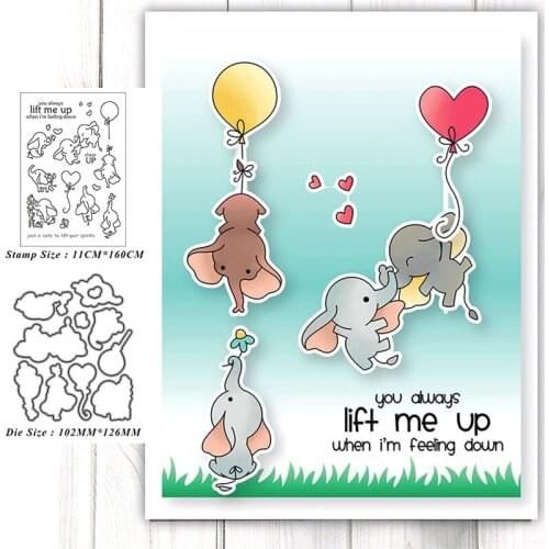 Balloon elephant Metal Cutting Dies and Stamps Stencil for DIY Scrapbooking Photo Album Embossing Decorative DIY Paper Card