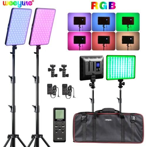 Weeylite RGB LED Video Light Photography Video Lighting kit with APP/Remote Control 2 Packs Led Panel Light with Stand for Video