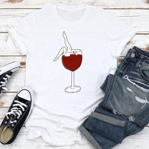 Summer Wine 2021 Funny Printing Trend Women Fashion Clothes Print Cartoon Short Sleeve Tshirt Female Tee Top Graphic T-shirt
