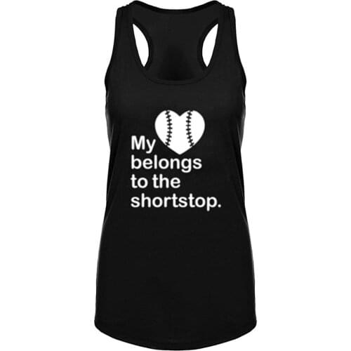 Lyprerazy Womens My Heart Belongs to The Shortstop Fitness Workout Racerback Tank Tops Summer Letter Print Tank Top