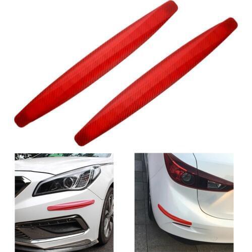 1 Pair 16" Red Carbon Fiber Front&Rear Bumper Protector Corner Guard Scratch Sticker ABS Mouldings