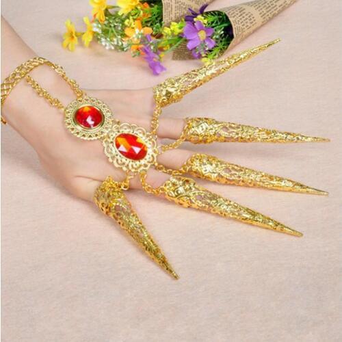 1pc Indian Thai Finger Golden Jewelry Belly Dance Dancing Finger Cot Costume