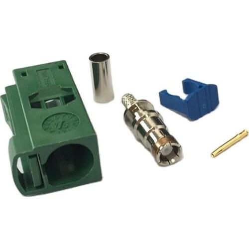 1pc RF Fakra E 6002 female jack connector Green SMB crimp for RG316 RG174 LMR100 cable for Car TV1 NEW Wholesale